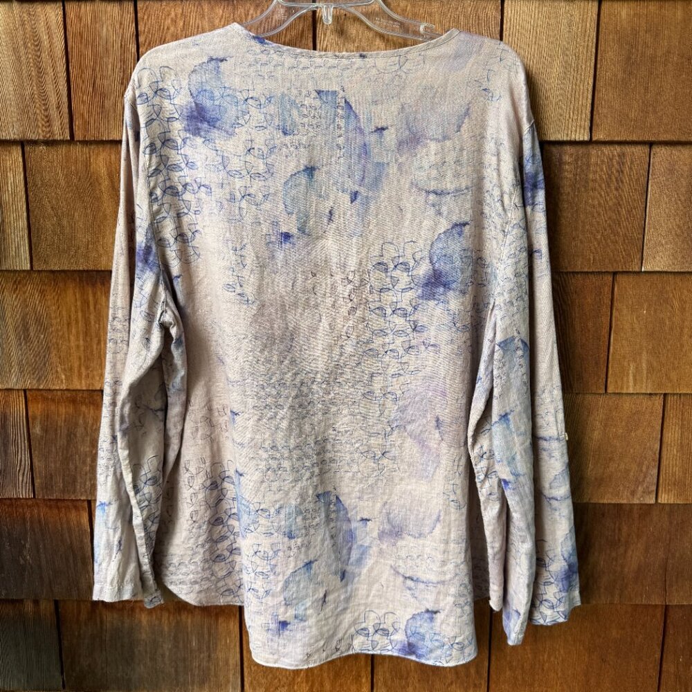 EUC Tianello Xander Print- Linen Voile Avlyne Long Sleeve Blouse in Women's XL - Picture 5 of 9